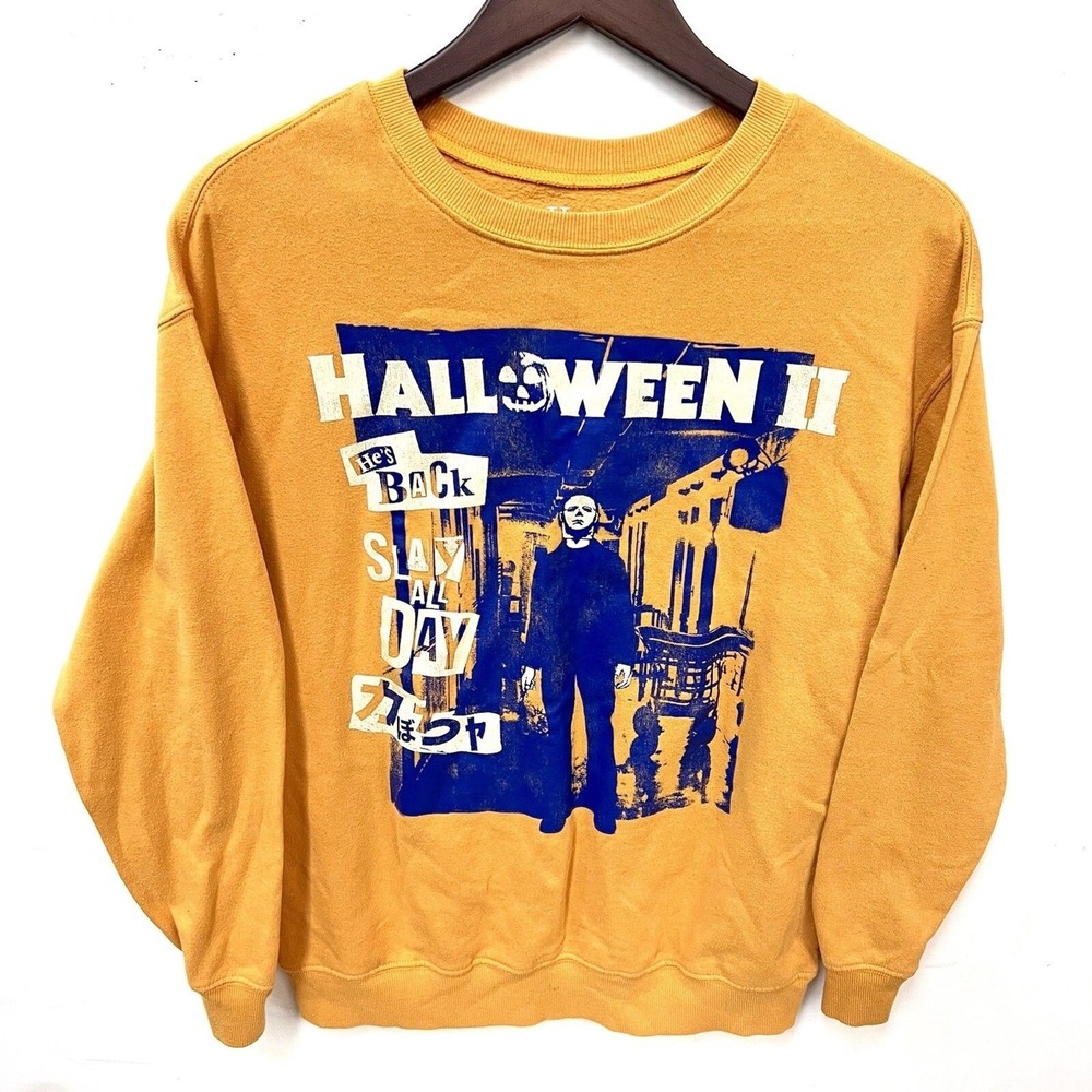 Halloween II Michael Myers Sweatshirt Orange Size Medium Slay All Day Graphic